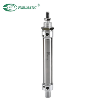 Minicilindro de acero inoxidable serie MIC, doble efecto con amortiguación, tipo cola giratoria